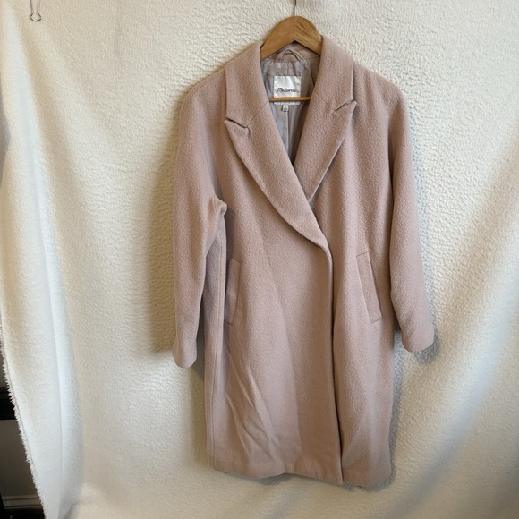 Madewell Coat Wool Blend Oversized Long Dusty Pink Small Women Trench womens 6‎ - Picture 1 of 8